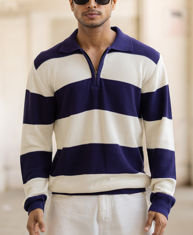 Violet Striped Cotton SweaT-Shirt