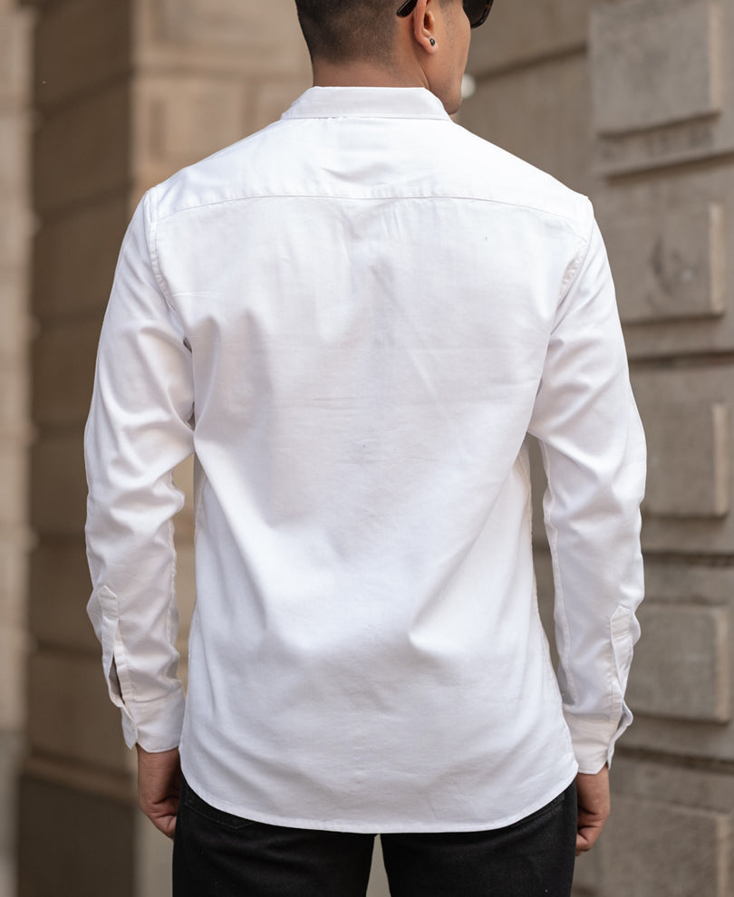 Basic White Regular Fit Full Sleeves Shirt