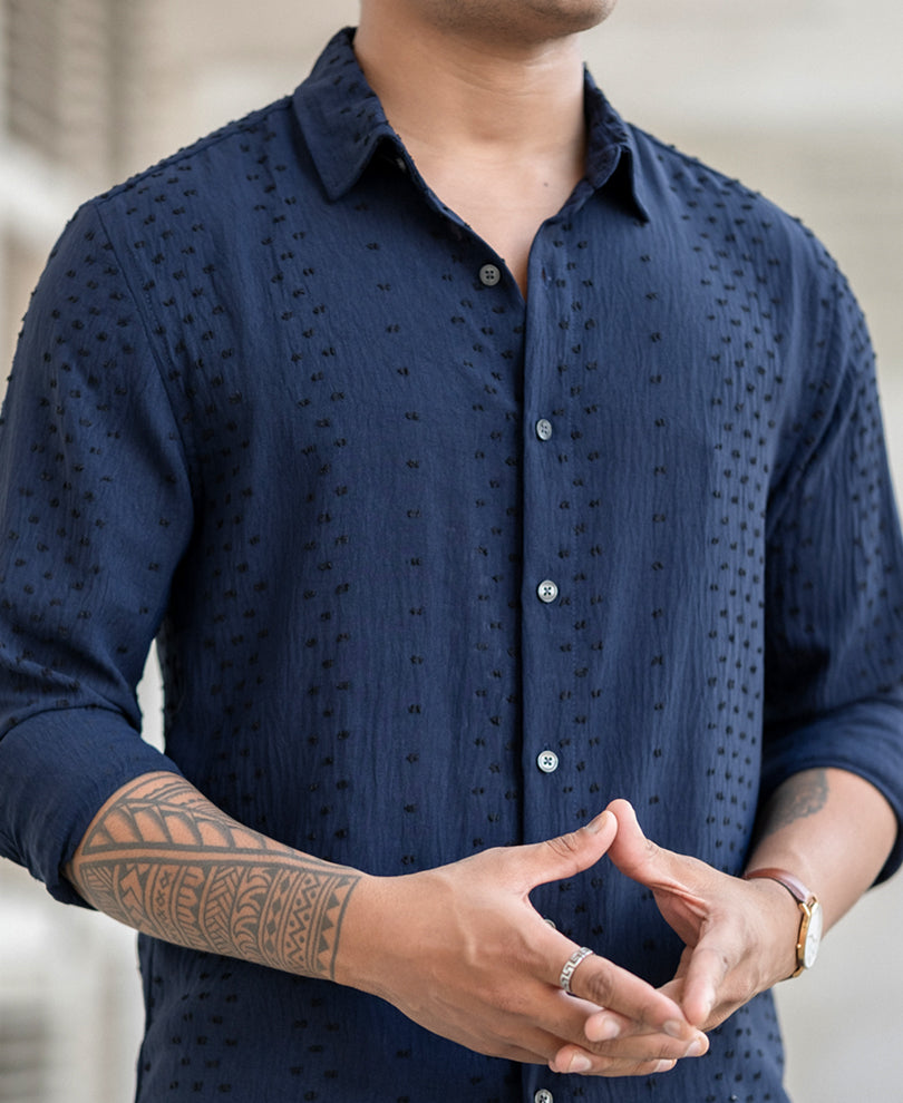 Navy Structured Flowy Shirt
