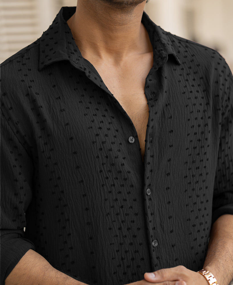 Black Structured Flowy Shirt