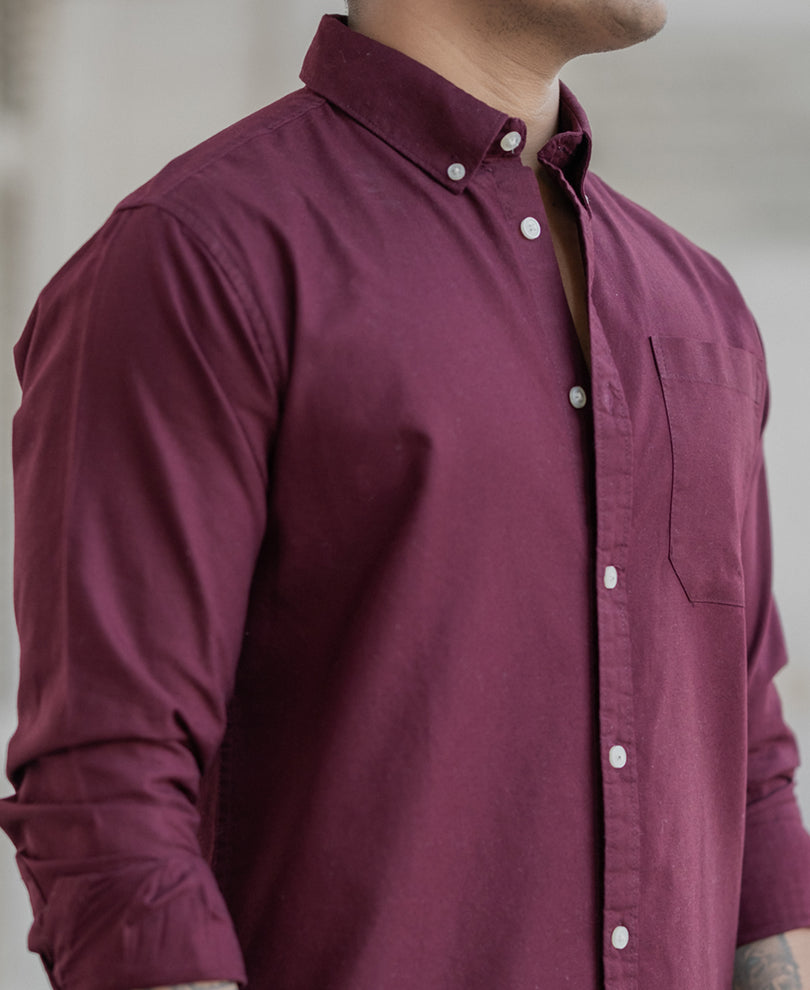 Wine Oxford Shirt