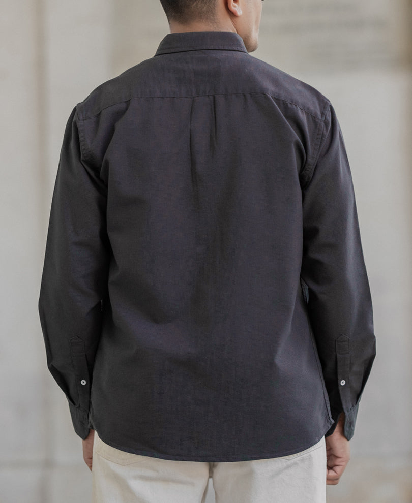 Dark Grey Micro Checks Shirt