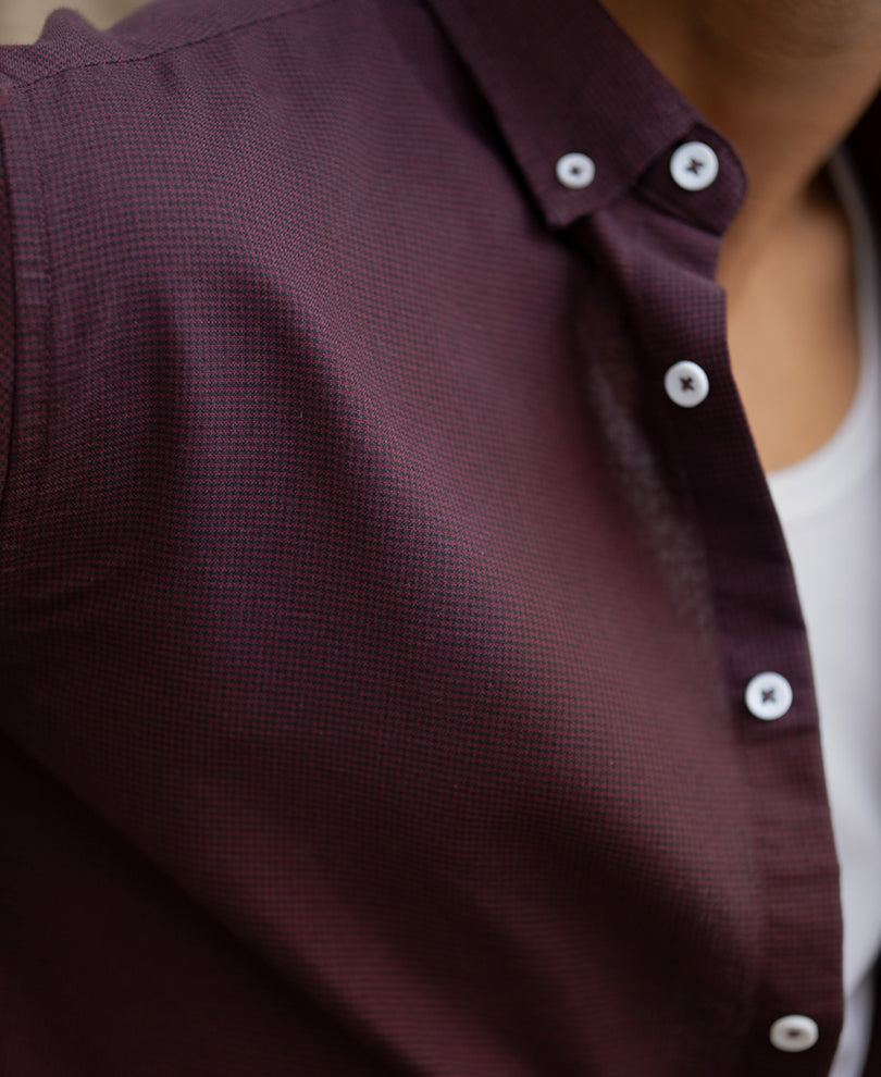 Wine Micro Checks Shirt