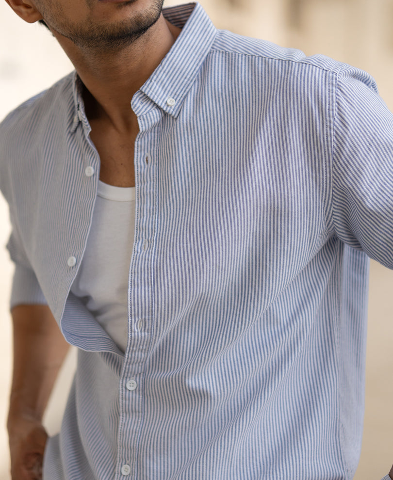 Blue Striped Oxford Shirt