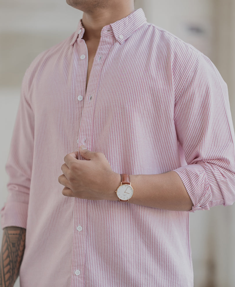 Red Striped Oxford Shirt