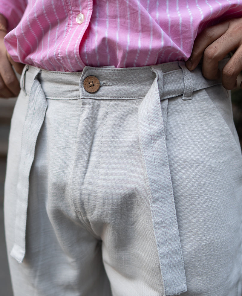 Grey Regular Fit Cotton Pant