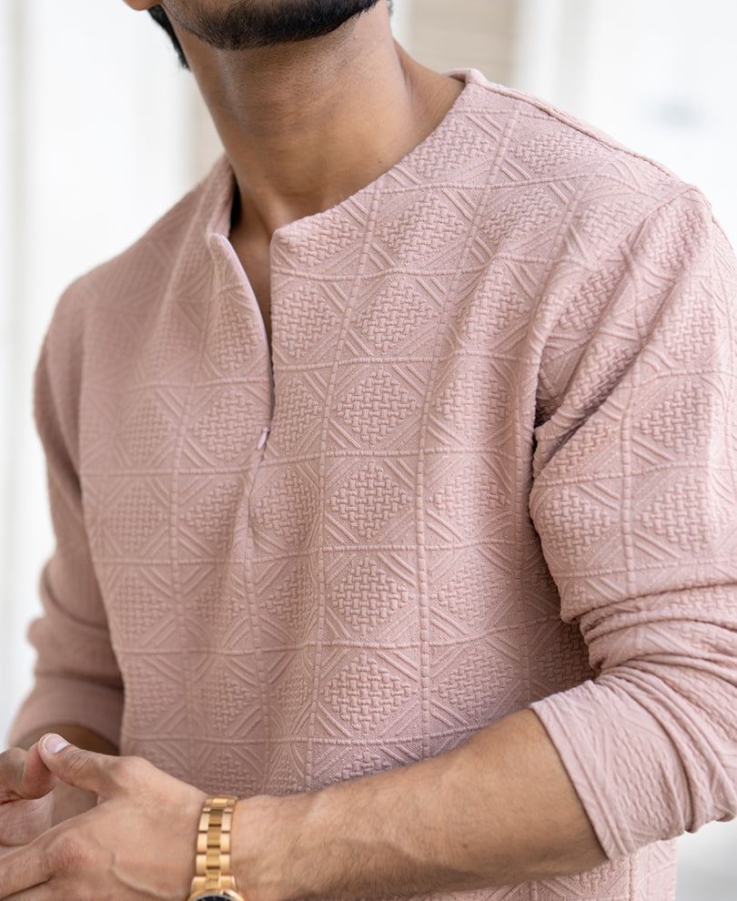 Beige Regular Fit Structured T-Shirt