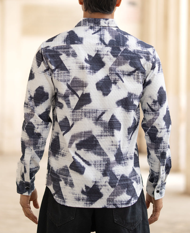 Navy Abstract Printed Shirt
