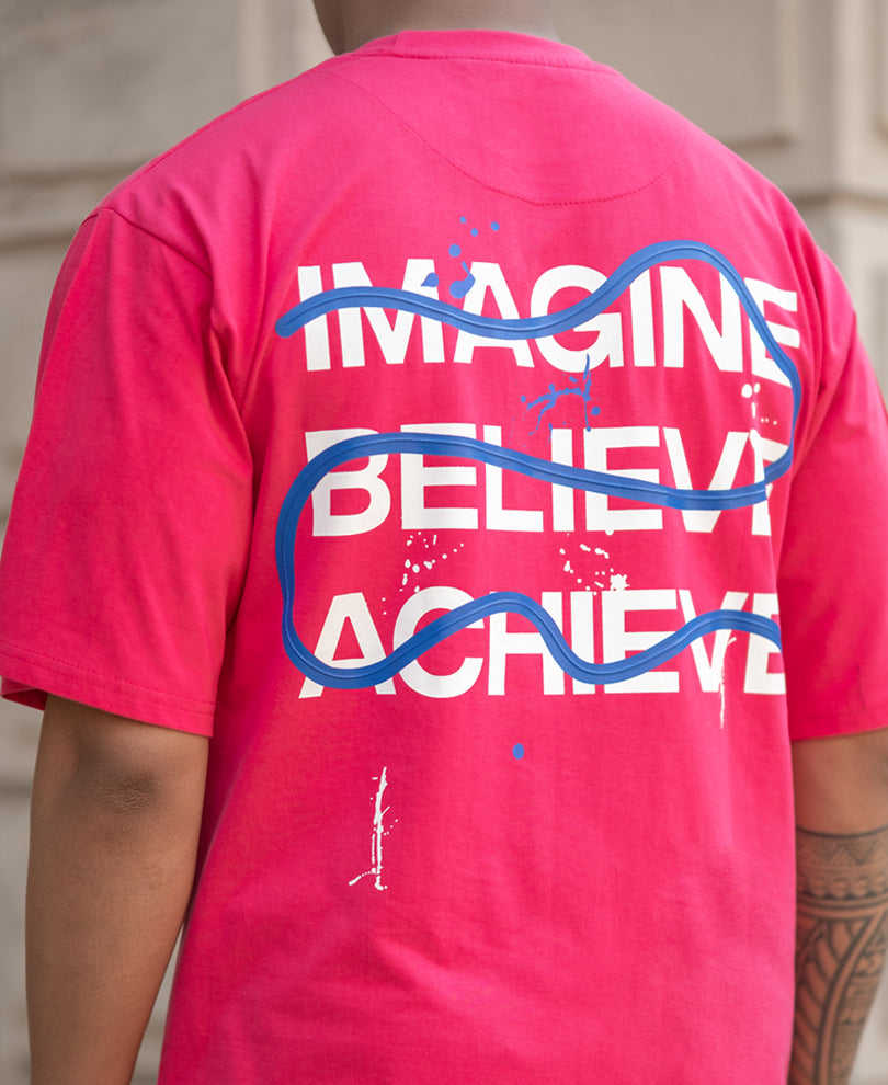 Pink Printed Oversized Half Sleeves T-Shirt