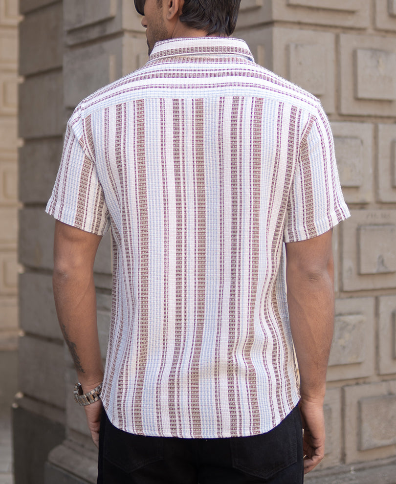 Brown Structured Stripe Shirt