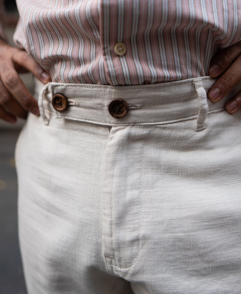 Cream Cotton Trousers