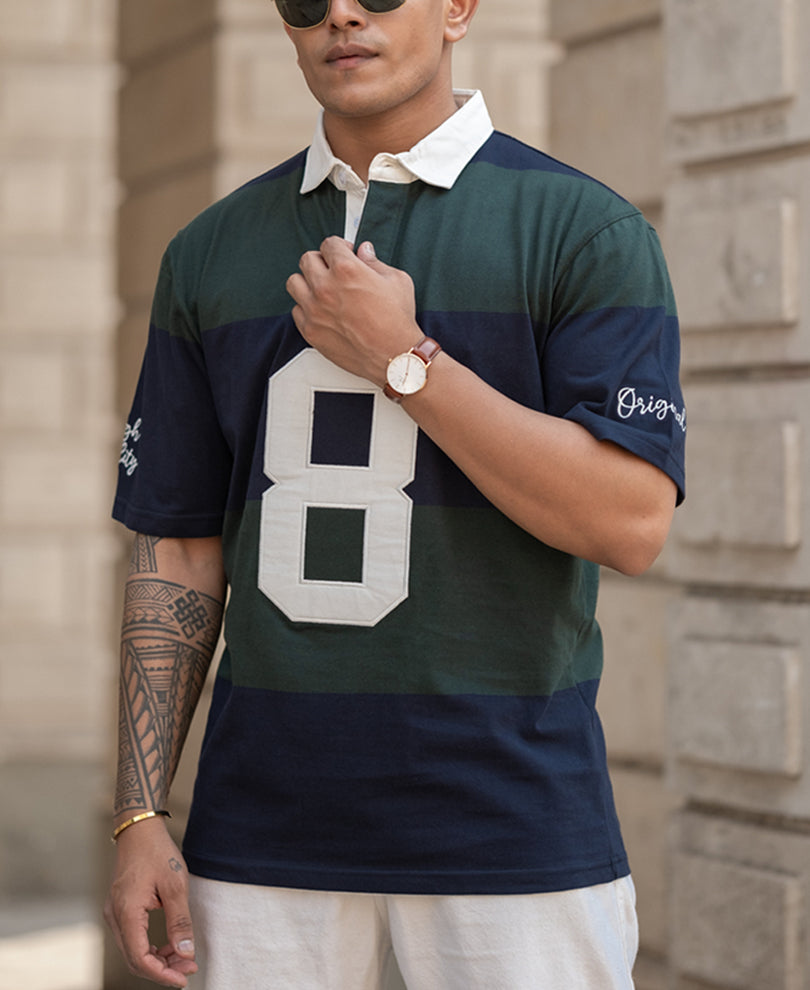 Green Embroidered Stripe T-Shirt