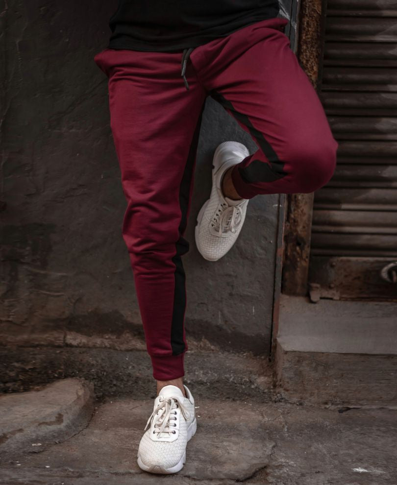 Urban Maroon Stripes Ribbed Track