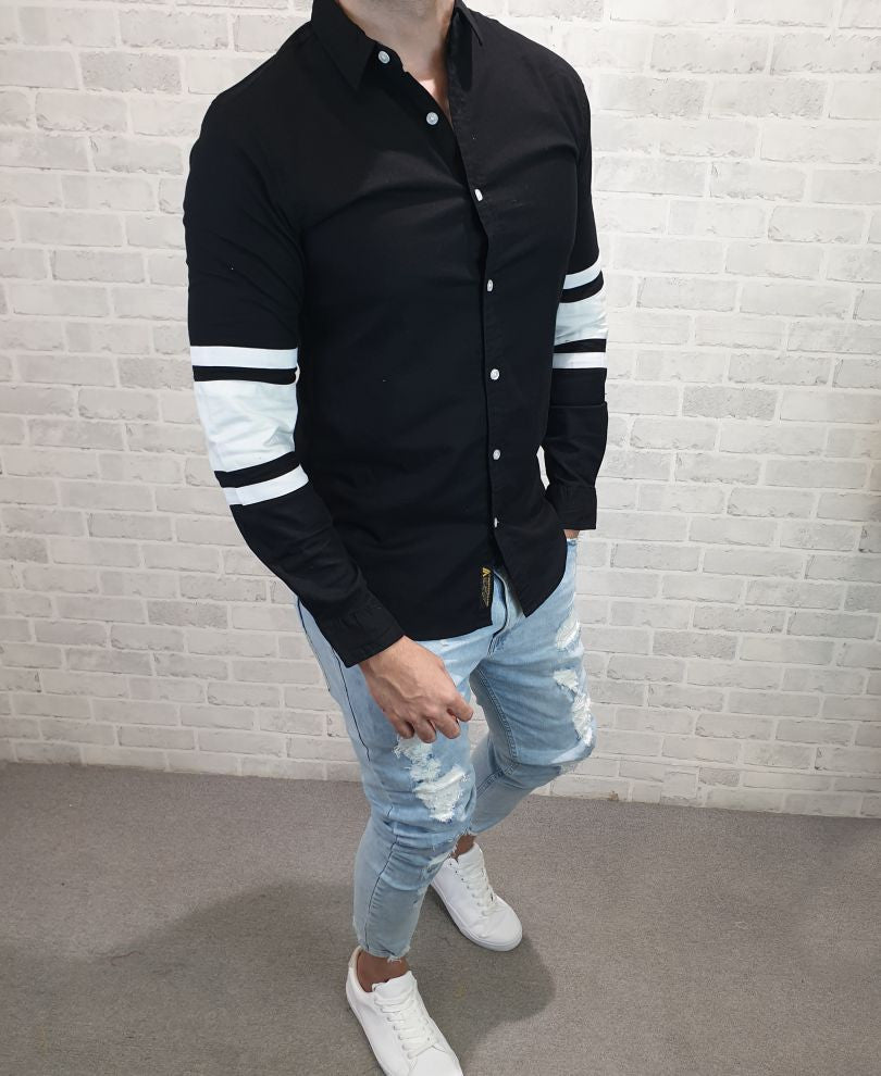Black Hand Stripes Full Sleeves Shirt