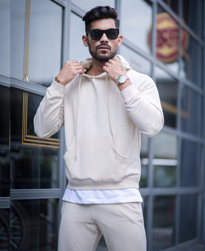 Beige Oversize Hoodie With Baggy Track Pant