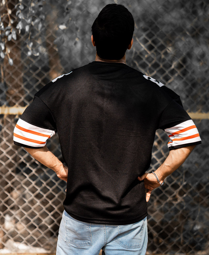 Black 24 Browns Print Oversize Drop Shoulder T Shirt
