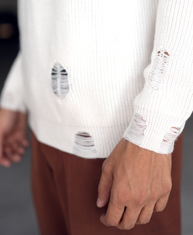White Round Neck Full Sleeves Sweatshirt