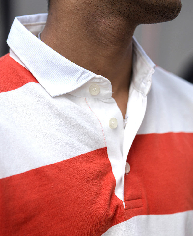 Orange And White Striped Oversize Drop Shoulder T Shirt