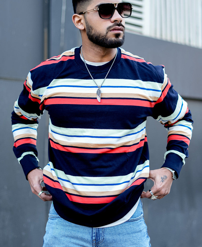 Multi Striped Full Sleeves T Shirt