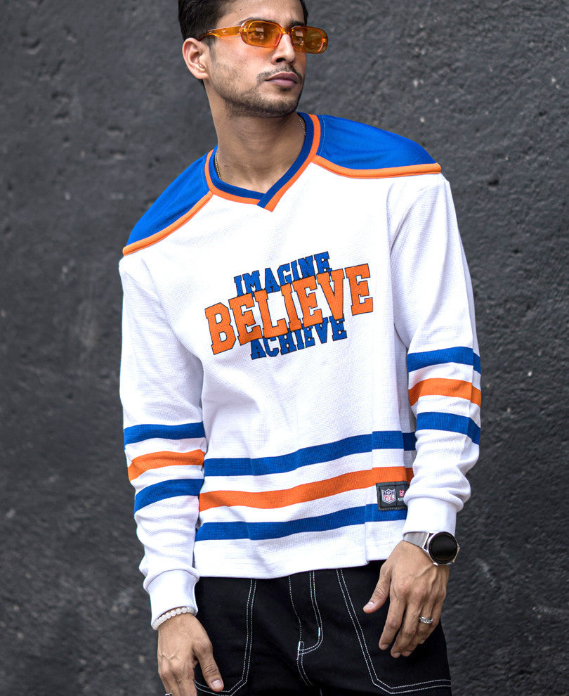 White Believe Print Oversize Drop Shoulder T Shirt