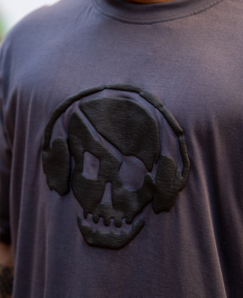 Dark Grey Lost Yourself In Music Back Print Oversize Drop Shoulder T Shirt
