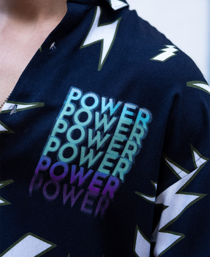 Black Power Print Oversize Drop Shoulder Shirt