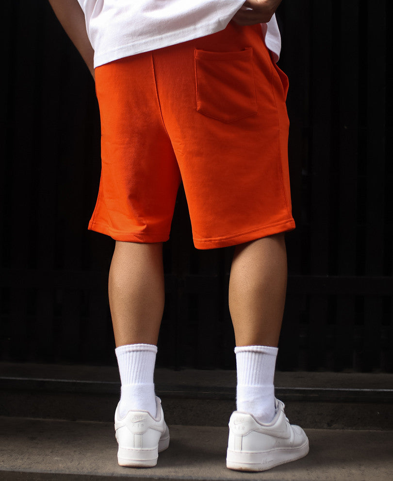 Orange Athletic Team Print Shorts