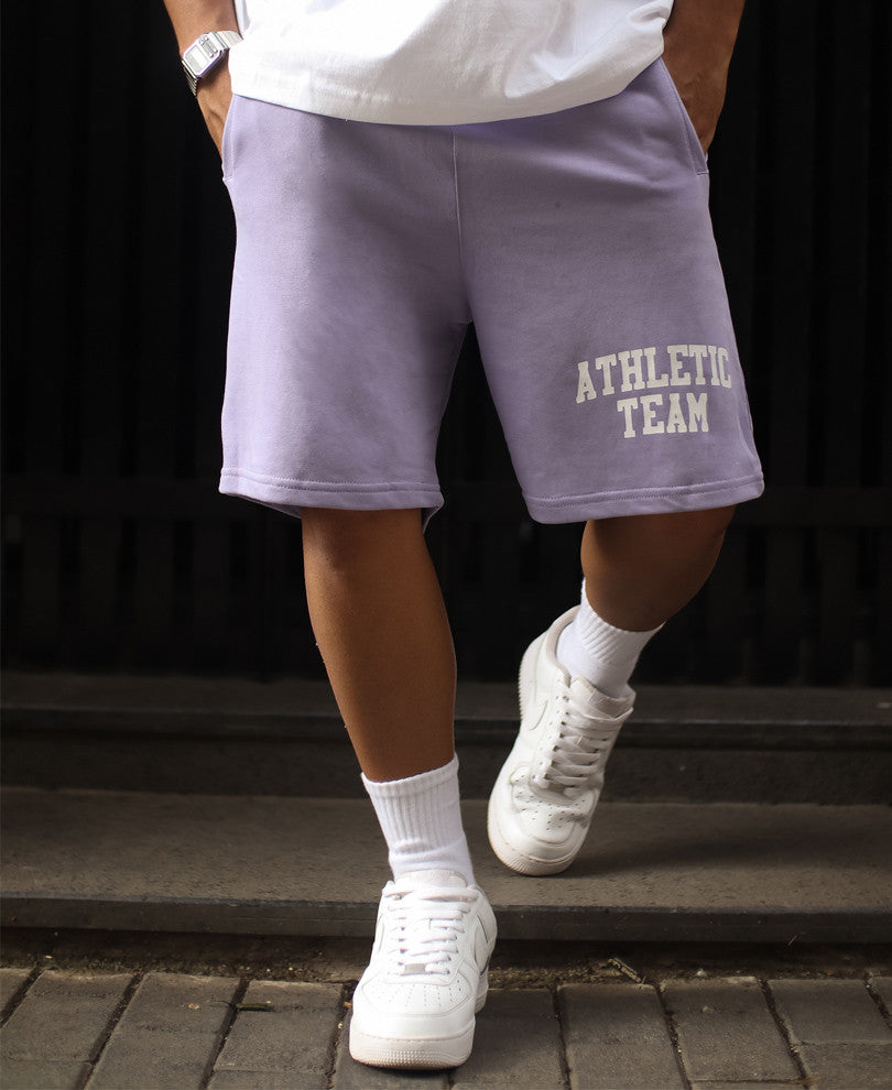 Purple Athletic Team Print Shorts