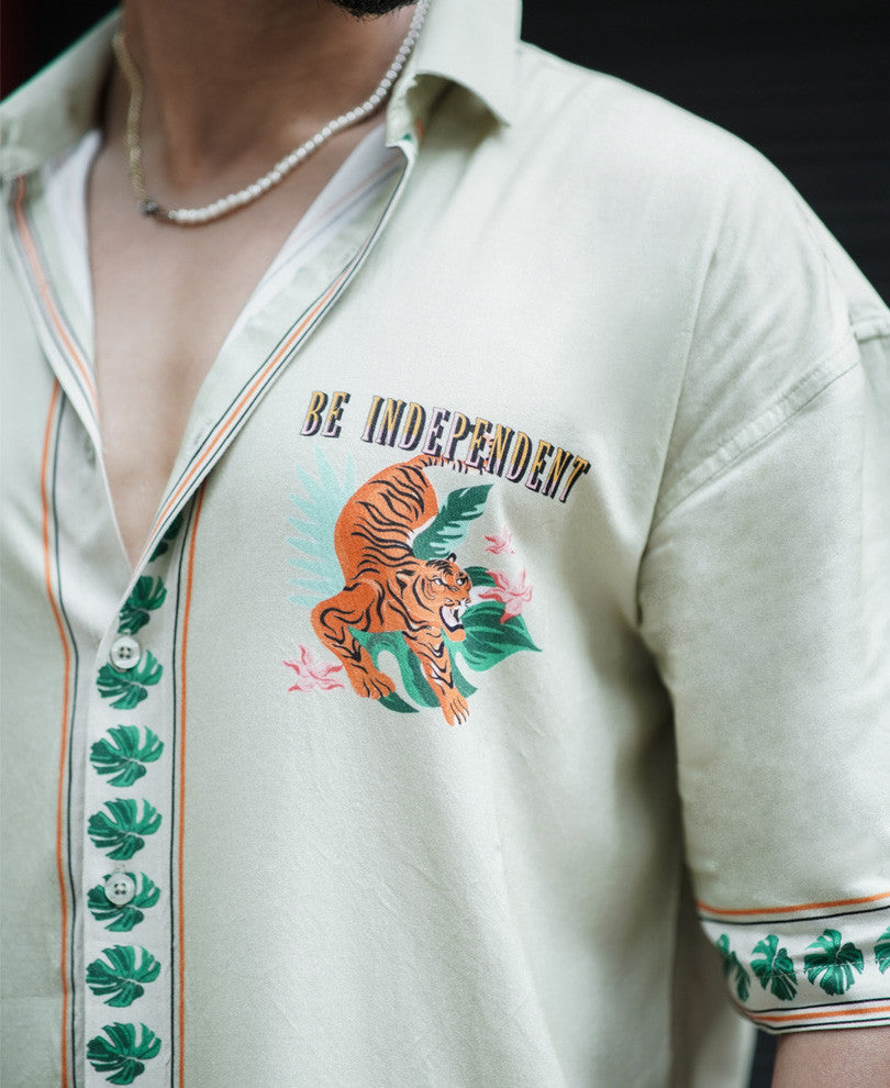 Pista Be Independent Back Print Oversize Drop Shoulder Shirt
