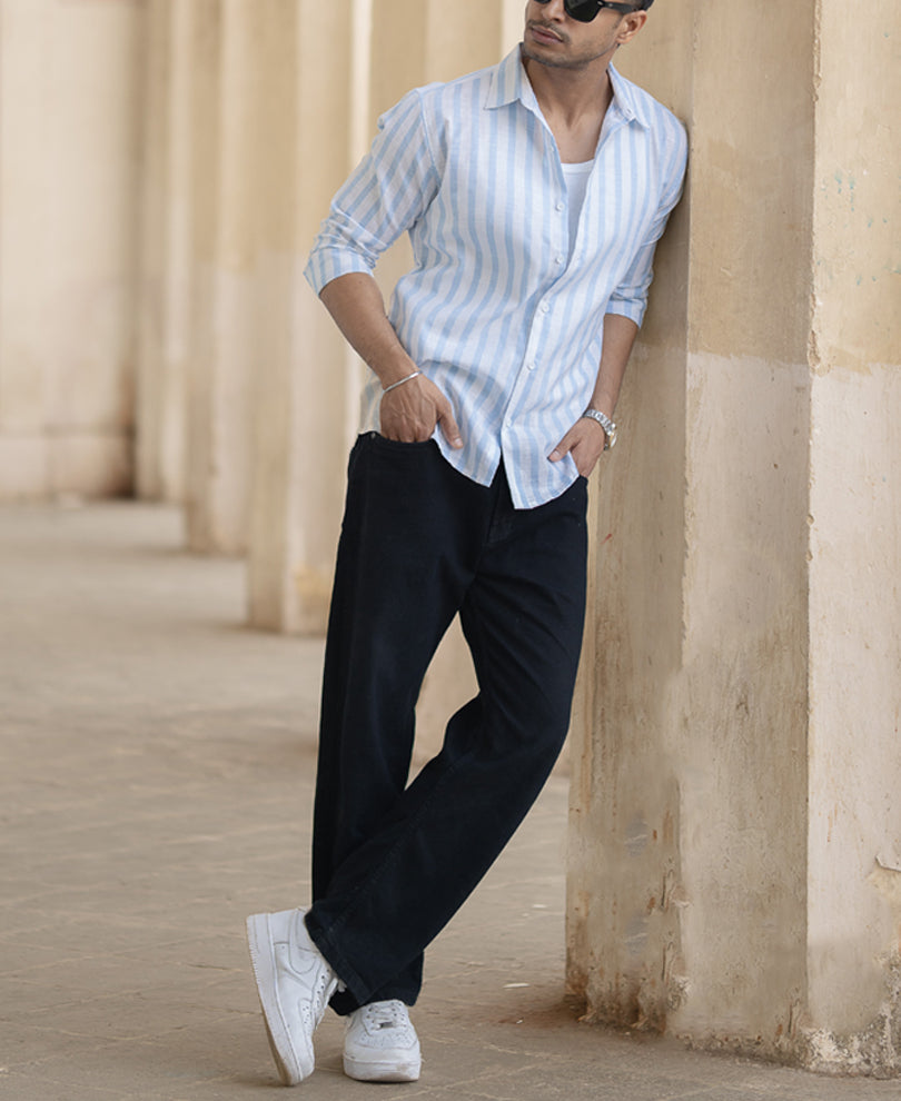 Light Blue Nautical Stripe Shirt