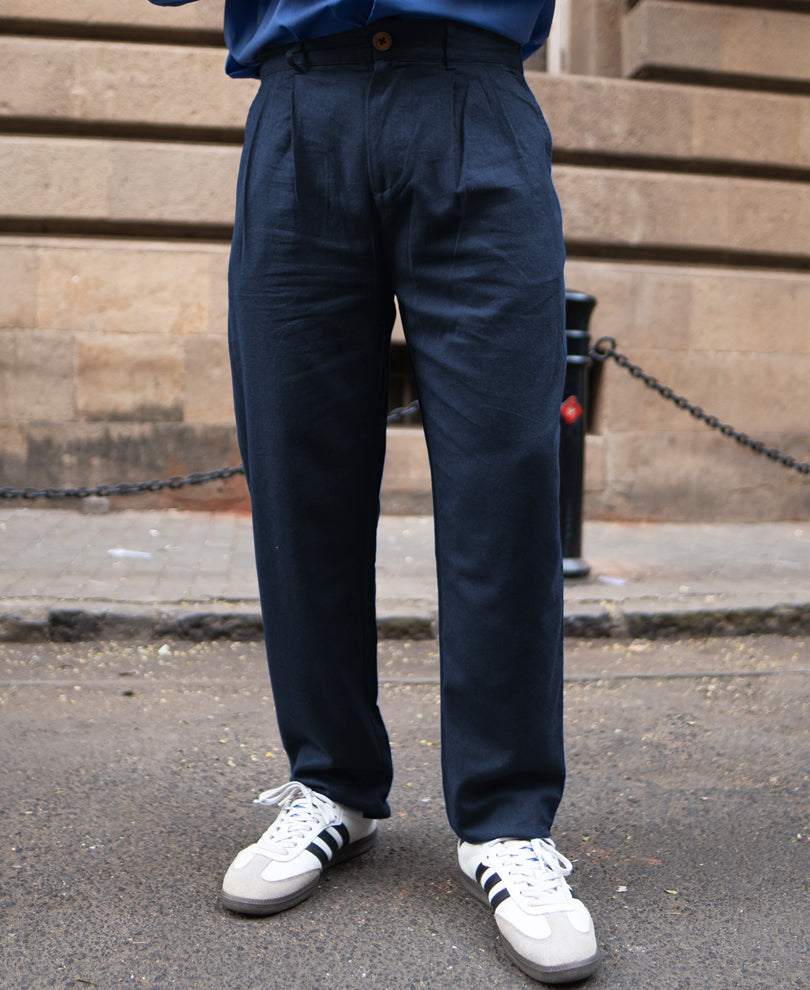 Navy Linen Pant