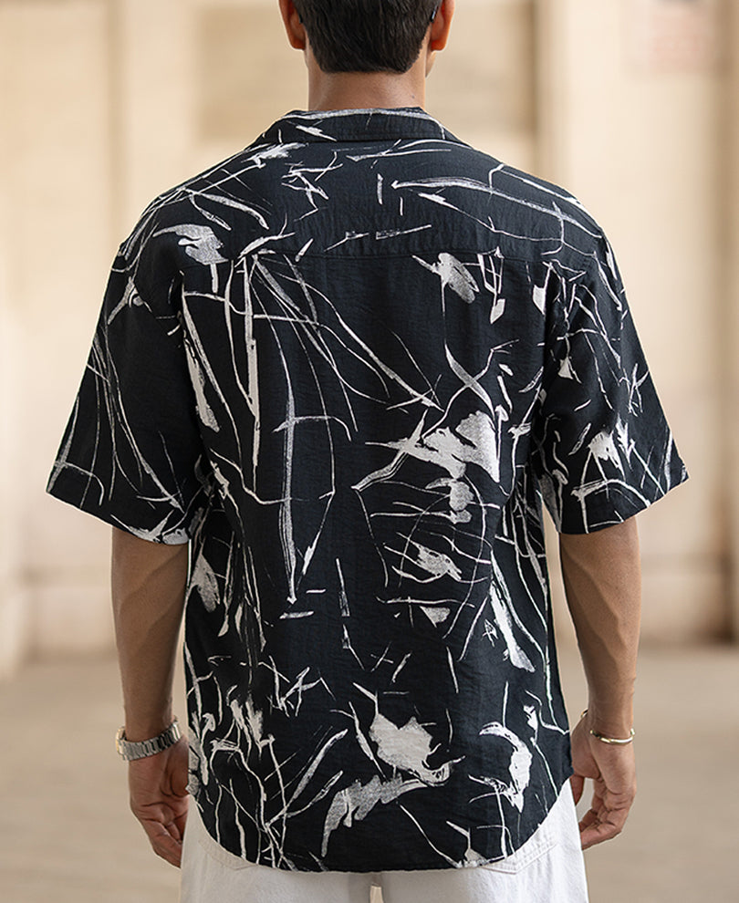 Black Abstract Flowy Shirt