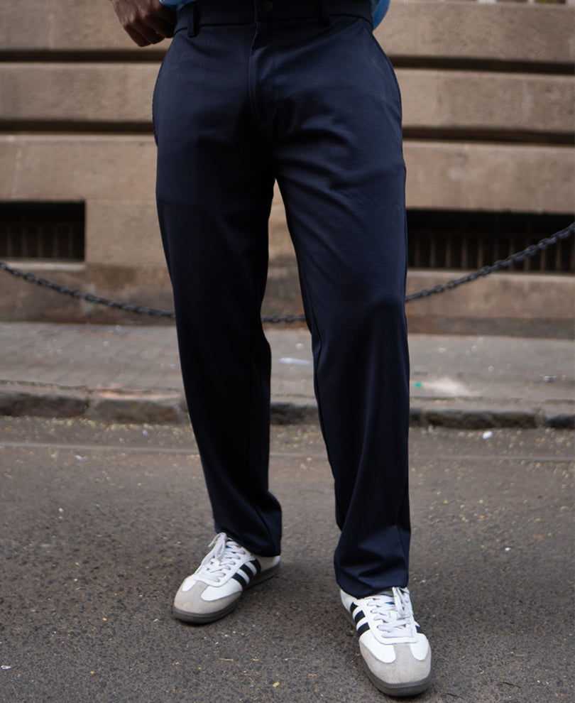 Navy Blue Regular Fit Formal Pant