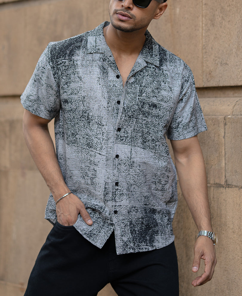 Grey Abstract Print Colour Shirt