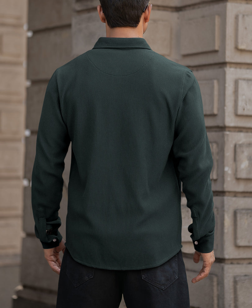 Green Regular Fit Full Sleeves Shirt