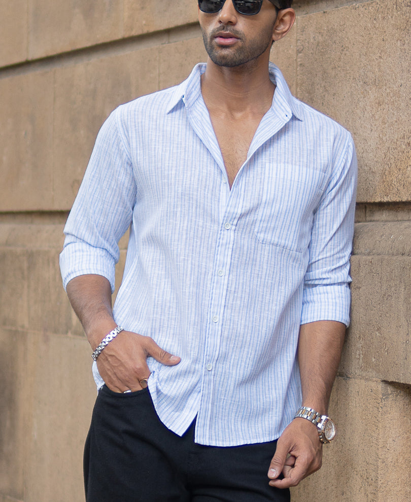 Light Blue Striped Light Weight Shirt