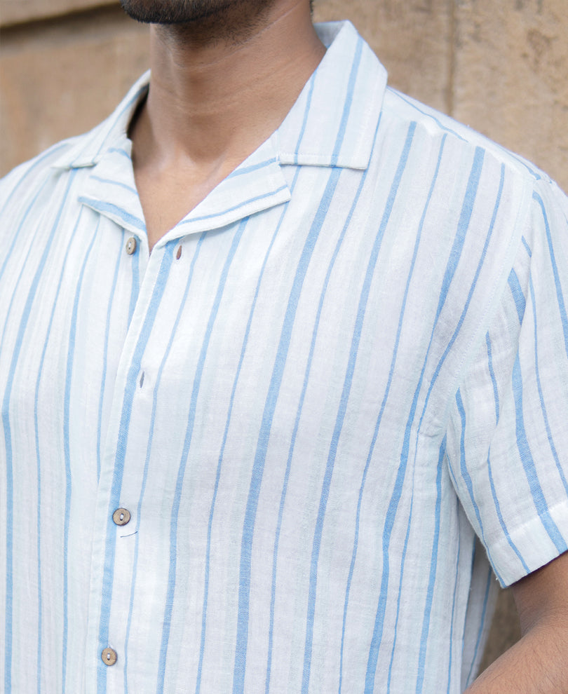 Blue Crinkled Stripe Shirt