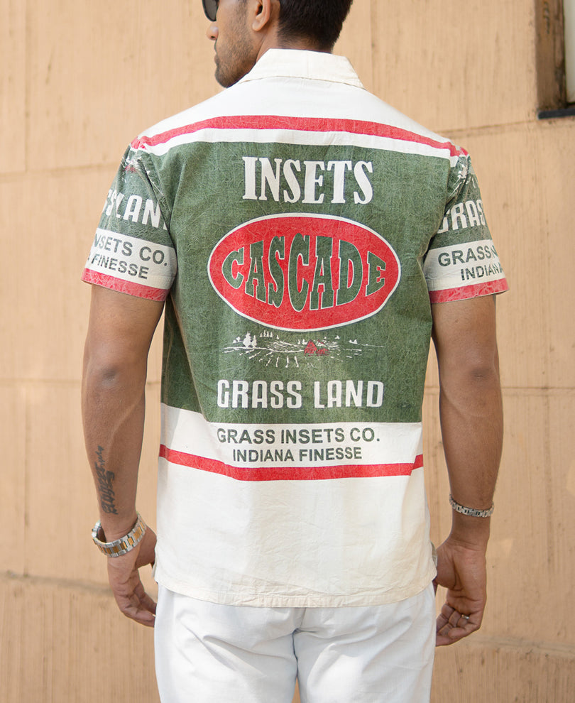 Olive Washed Printed Shirt