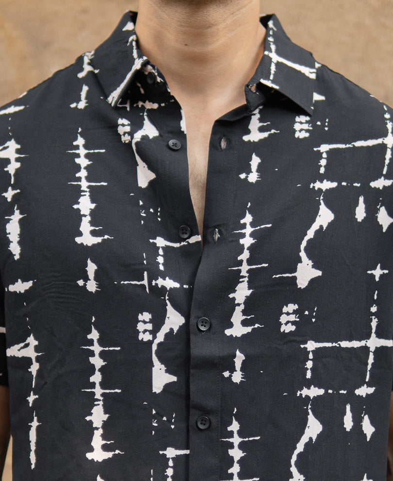 Black Abstract Tie Dye Print Shirt