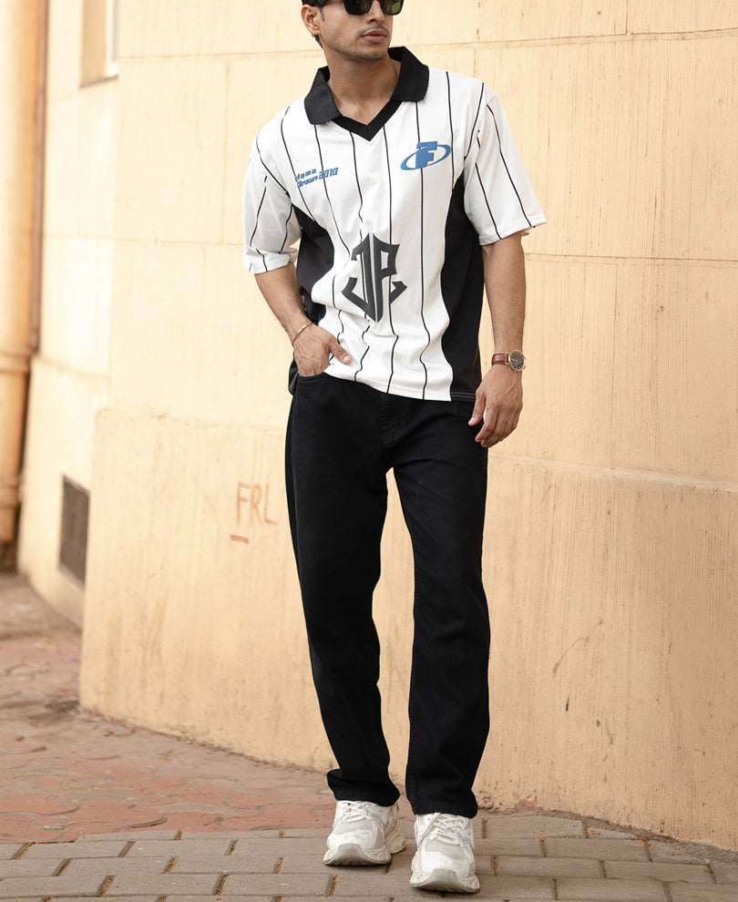 White And Black Panel Print T-Shirt