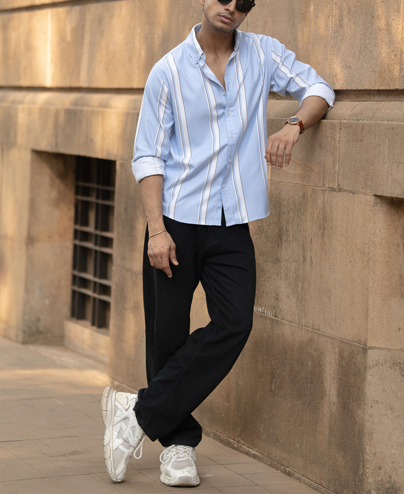Light Blue Broad Stripe Shirt
