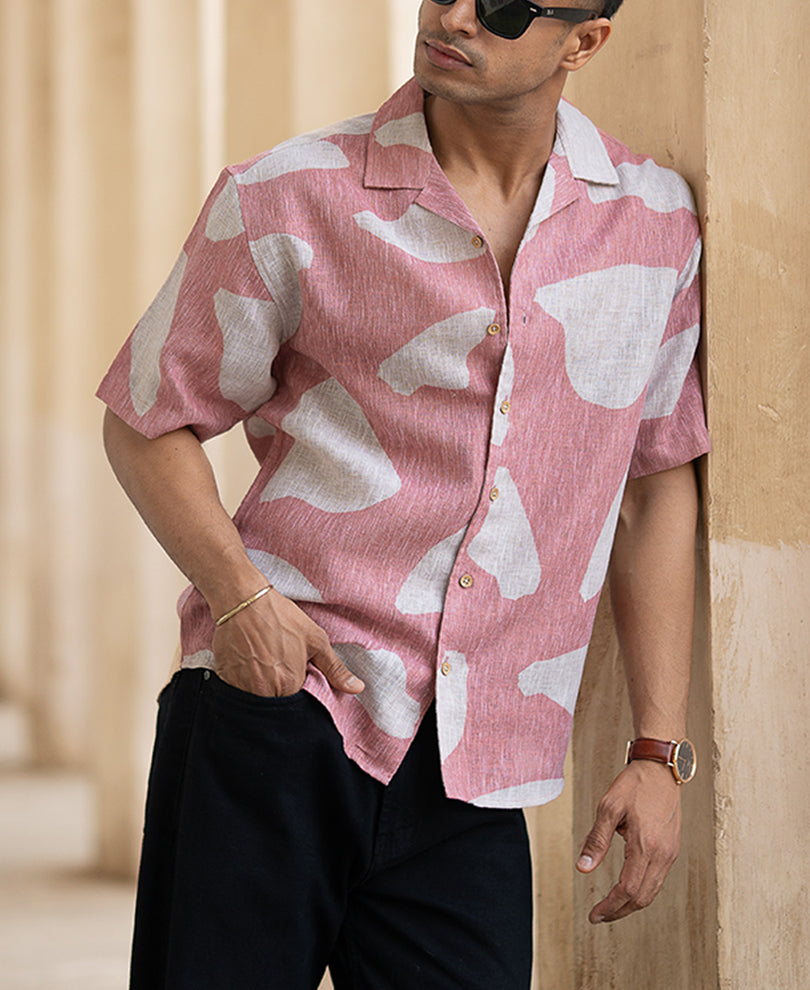 Peach Abstract Printed Shirt
