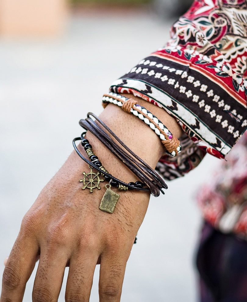 Black and White Mix Wrap Bracelet