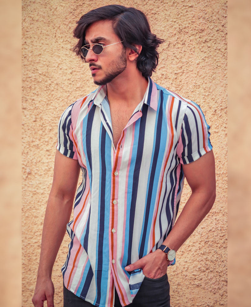 Multi Color Stripes Half Sleeves Shirt