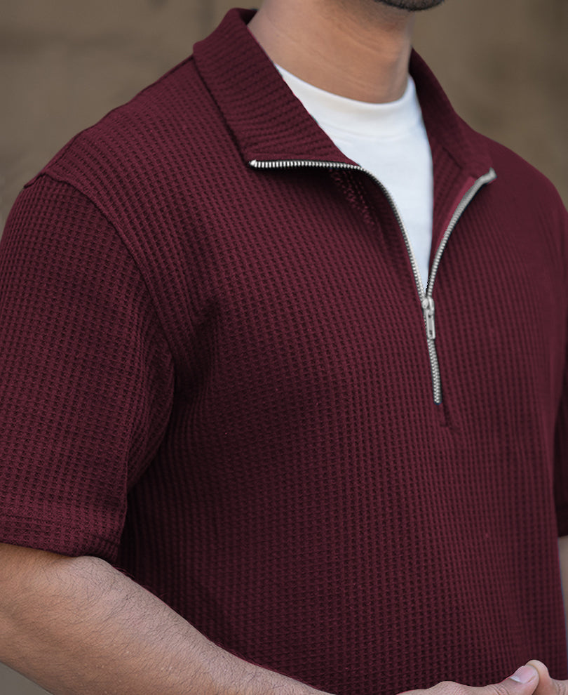 Wine Oversized Half Sleeves T-Shirt