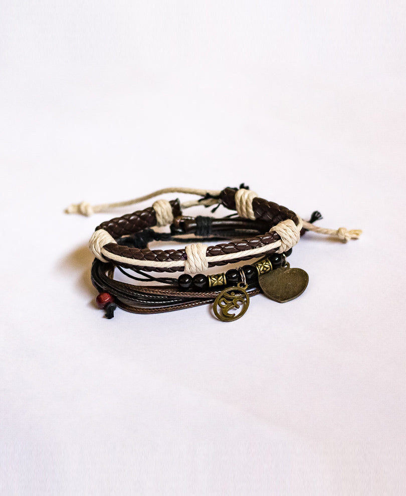 Brown and Cream Mix Wrap Bracelet