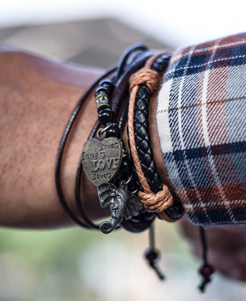 Black and Orange Mix Wrap Bracelet