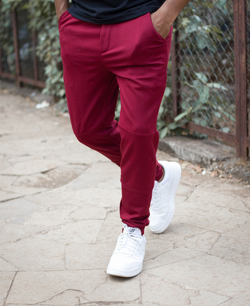 Mens Red Long Side Zip Dri-Fit Track Pant