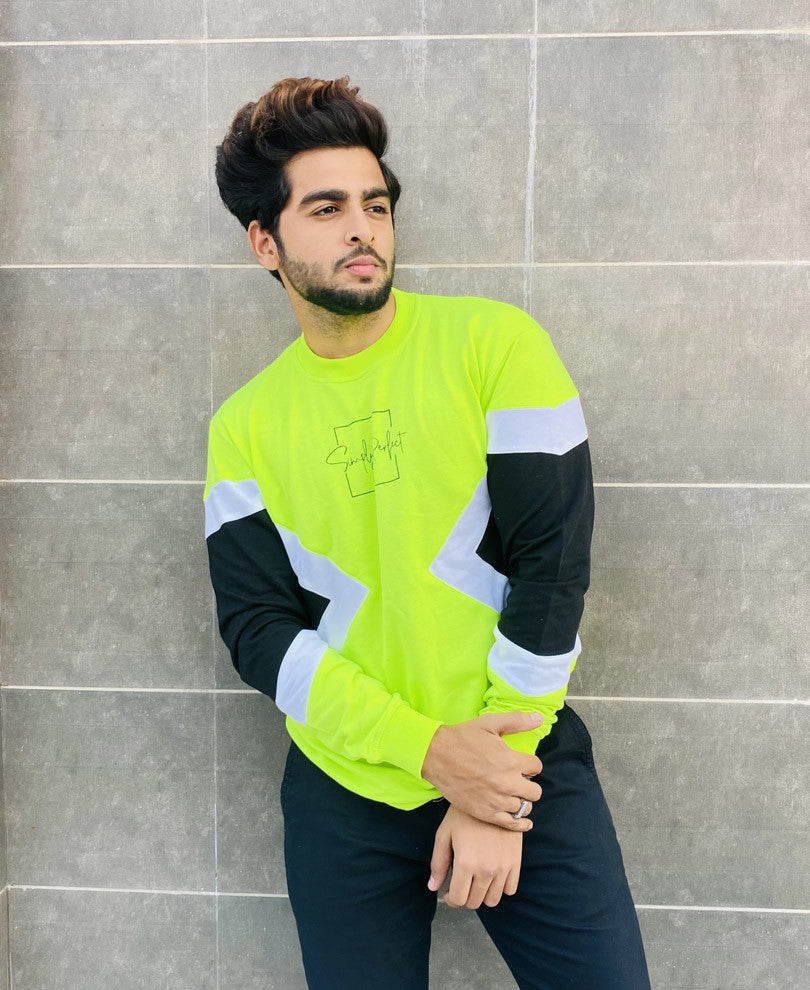 Neon Green Simply Perfect Printed Full Sleeves T Shirt