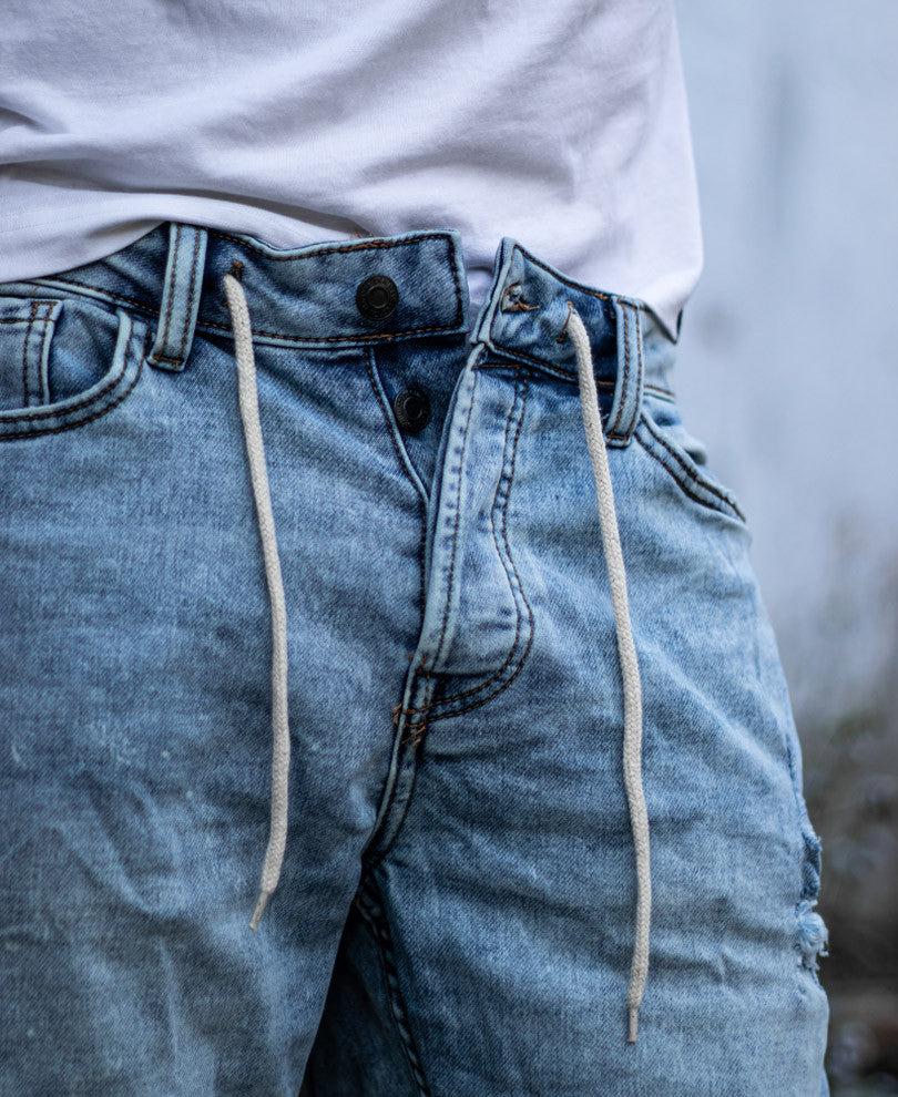 Blue Washed Denim Shorts